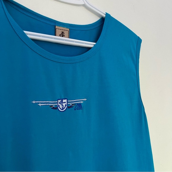 (M) Tank top blue Anchor Cuba Embroidered Marine Style - Picture 2 of 5